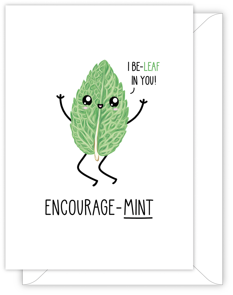 Funny Good Luck And Support Card | Encourage-Mint | Just Joy Designs